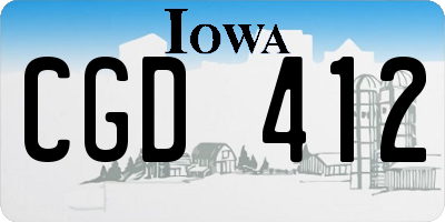 IA license plate CGD412