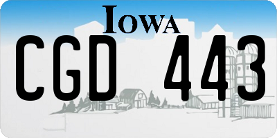 IA license plate CGD443