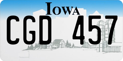 IA license plate CGD457
