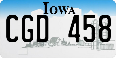IA license plate CGD458
