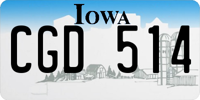 IA license plate CGD514