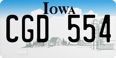 IA license plate CGD554