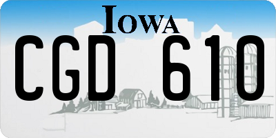 IA license plate CGD610