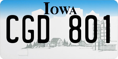IA license plate CGD801