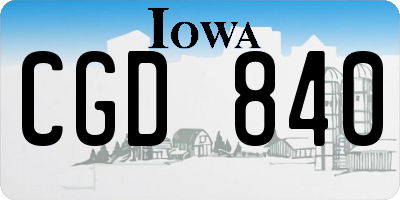 IA license plate CGD840