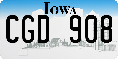 IA license plate CGD908
