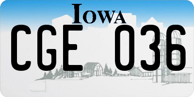 IA license plate CGE036