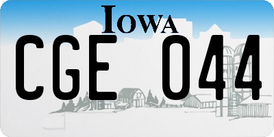 IA license plate CGE044