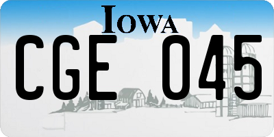 IA license plate CGE045