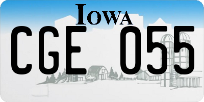 IA license plate CGE055