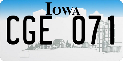 IA license plate CGE071
