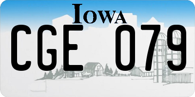 IA license plate CGE079