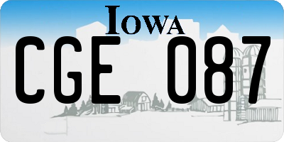 IA license plate CGE087