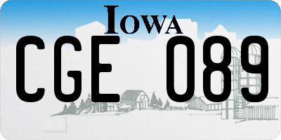 IA license plate CGE089