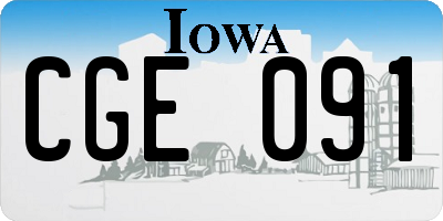 IA license plate CGE091