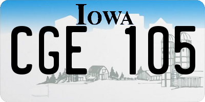 IA license plate CGE105