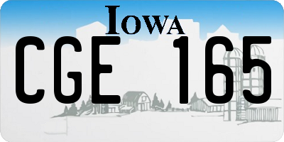 IA license plate CGE165