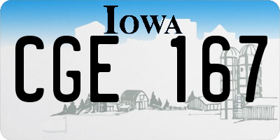 IA license plate CGE167