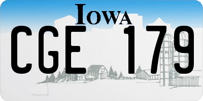 IA license plate CGE179