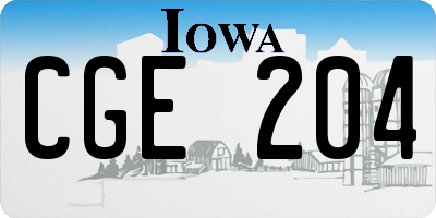 IA license plate CGE204