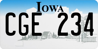 IA license plate CGE234