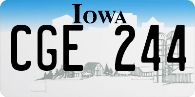 IA license plate CGE244