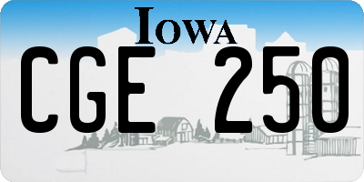IA license plate CGE250