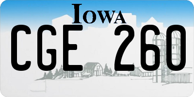 IA license plate CGE260
