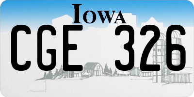 IA license plate CGE326