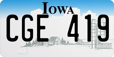 IA license plate CGE419