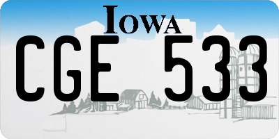 IA license plate CGE533