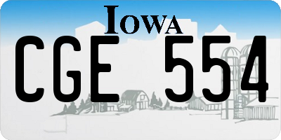 IA license plate CGE554