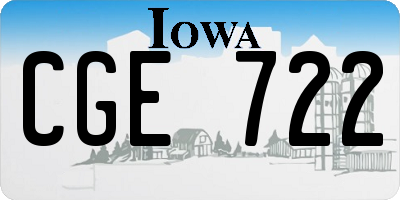 IA license plate CGE722