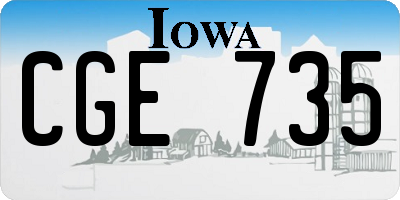 IA license plate CGE735