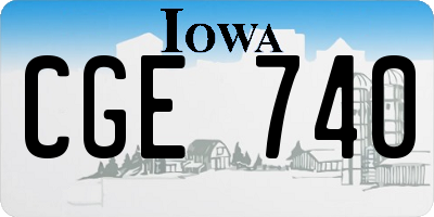 IA license plate CGE740