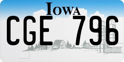IA license plate CGE796