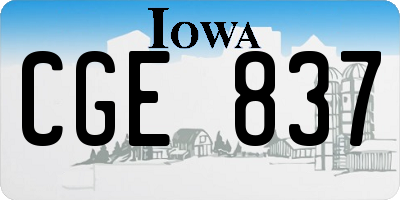 IA license plate CGE837