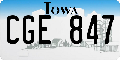 IA license plate CGE847