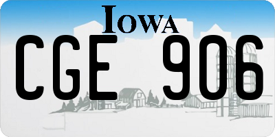 IA license plate CGE906