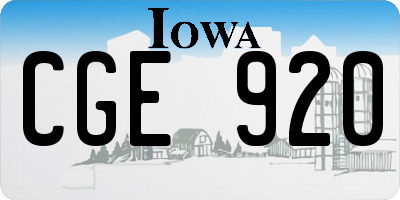 IA license plate CGE920