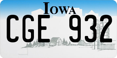 IA license plate CGE932