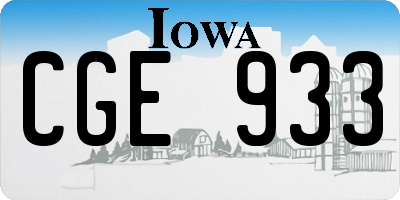 IA license plate CGE933