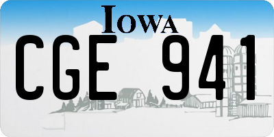 IA license plate CGE941