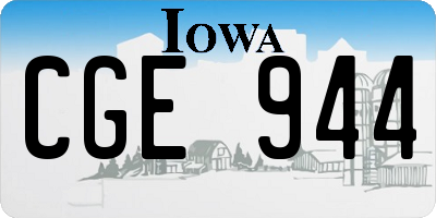 IA license plate CGE944