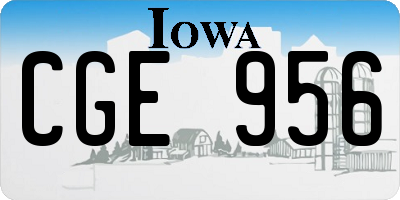 IA license plate CGE956