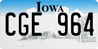 IA license plate CGE964