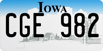 IA license plate CGE982