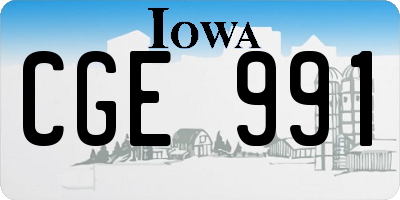 IA license plate CGE991