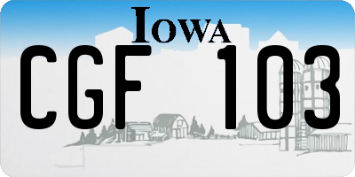 IA license plate CGF103