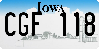 IA license plate CGF118